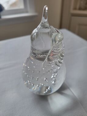 Clear Bullicante Glass Art Pear Paperweight